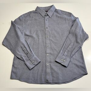 UNTUCKIT 100% Cotton Flannel Shirt Mens 2XL Veneto Gray Long Sleeve Wrinkle Free